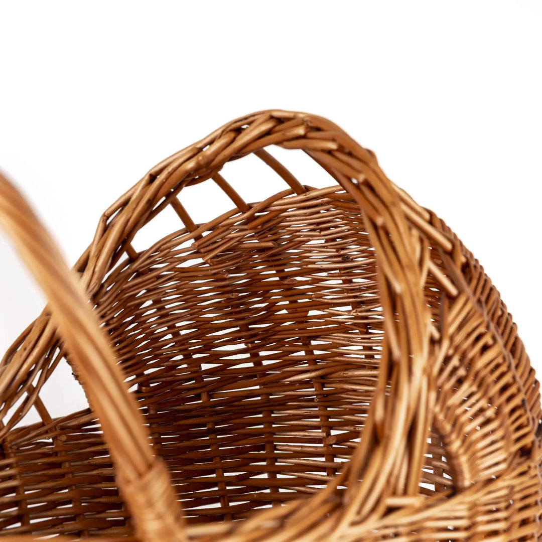 WICKER PRAM WITH KNITTED