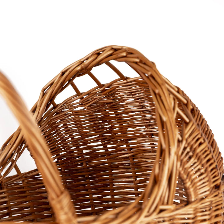WICKER PRAM WITH KNITTED