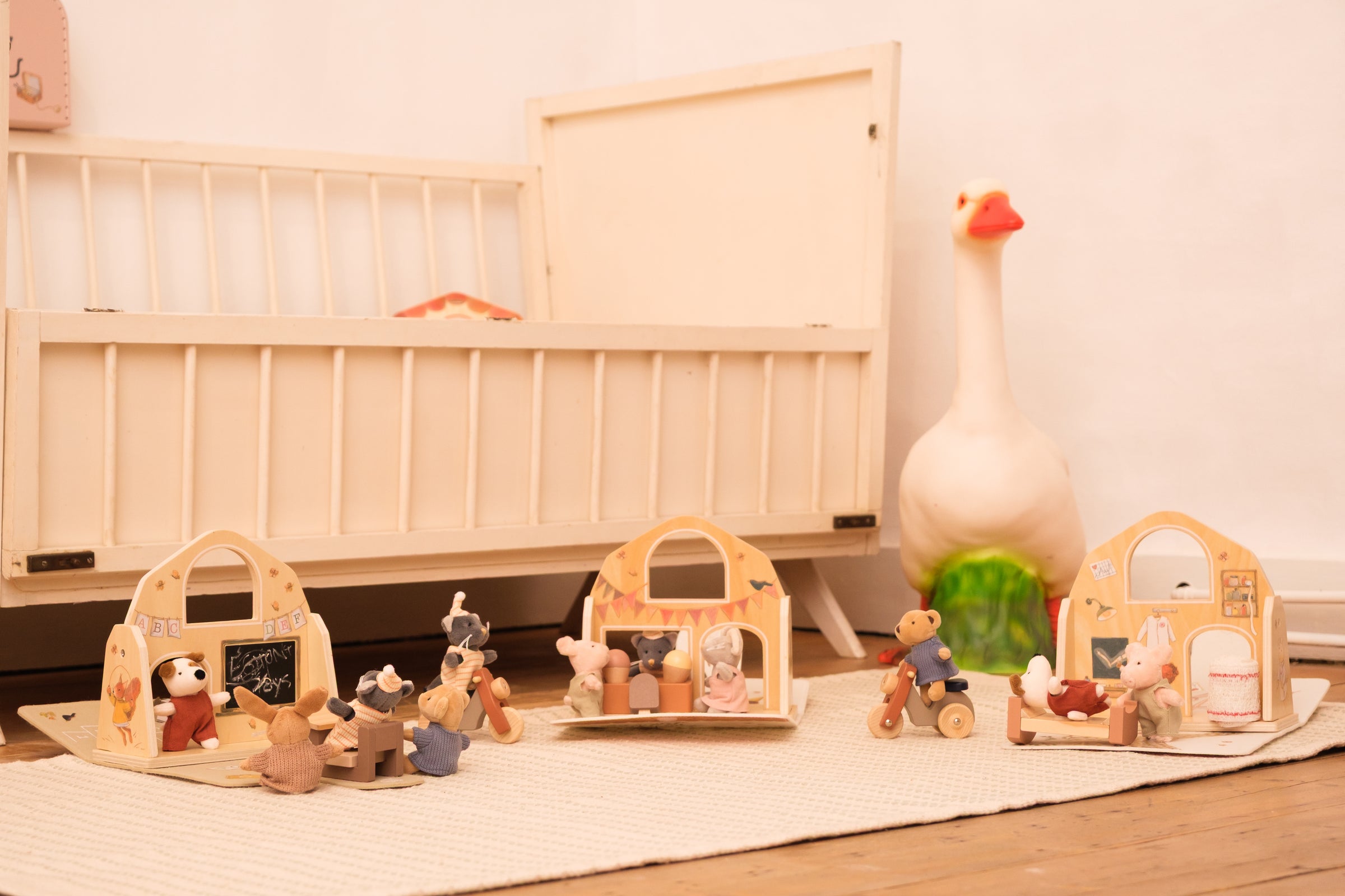Mini Friends village with goose lamp